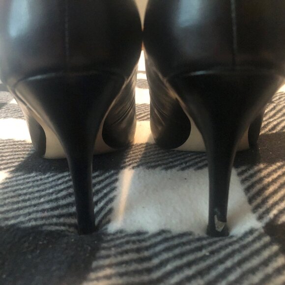 Nine West Flax black leather pump high heels size 8W barely worn - Picture 3 of 6